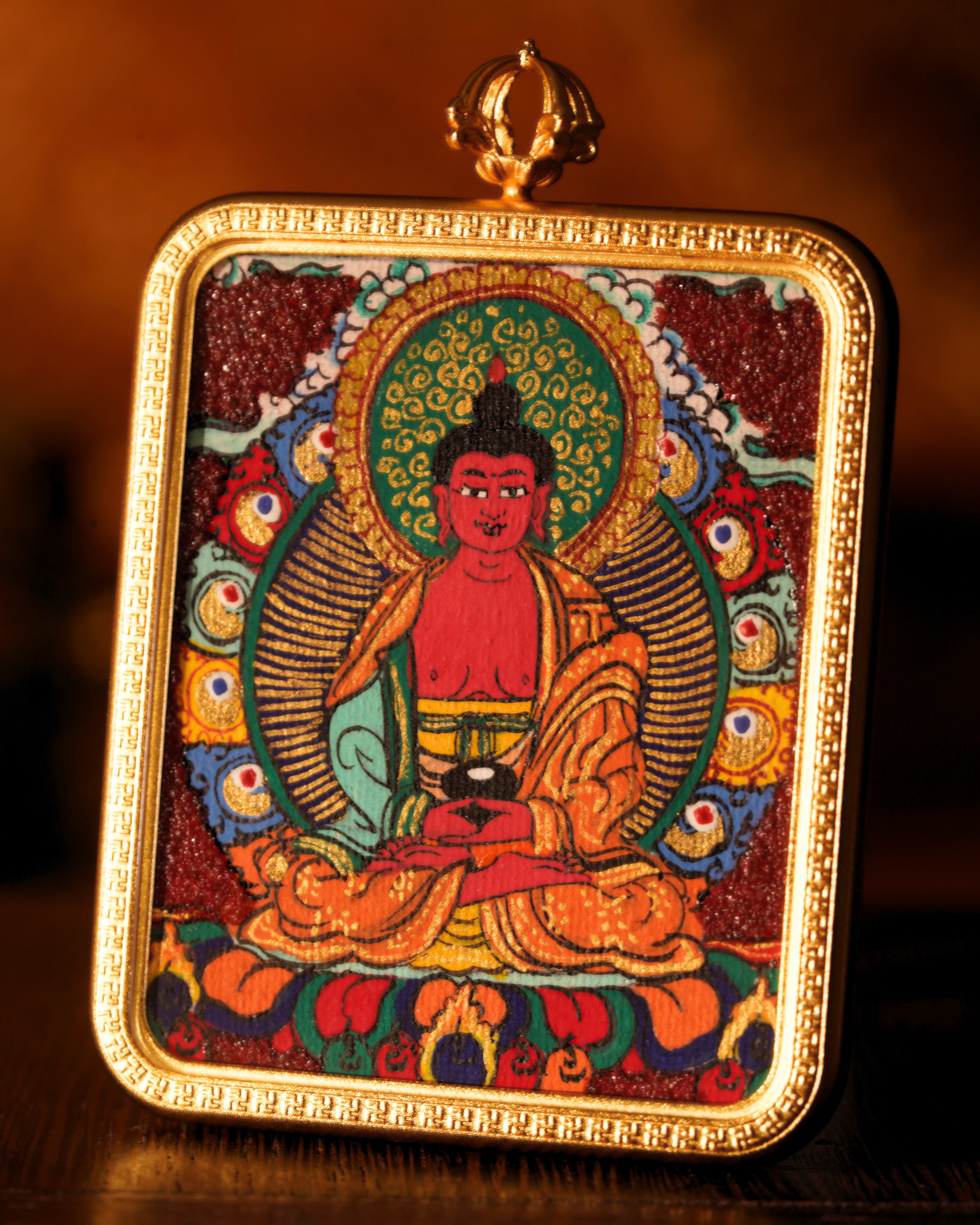 Amitabha Buddha Pendant — Cinnabar Jewel Edition