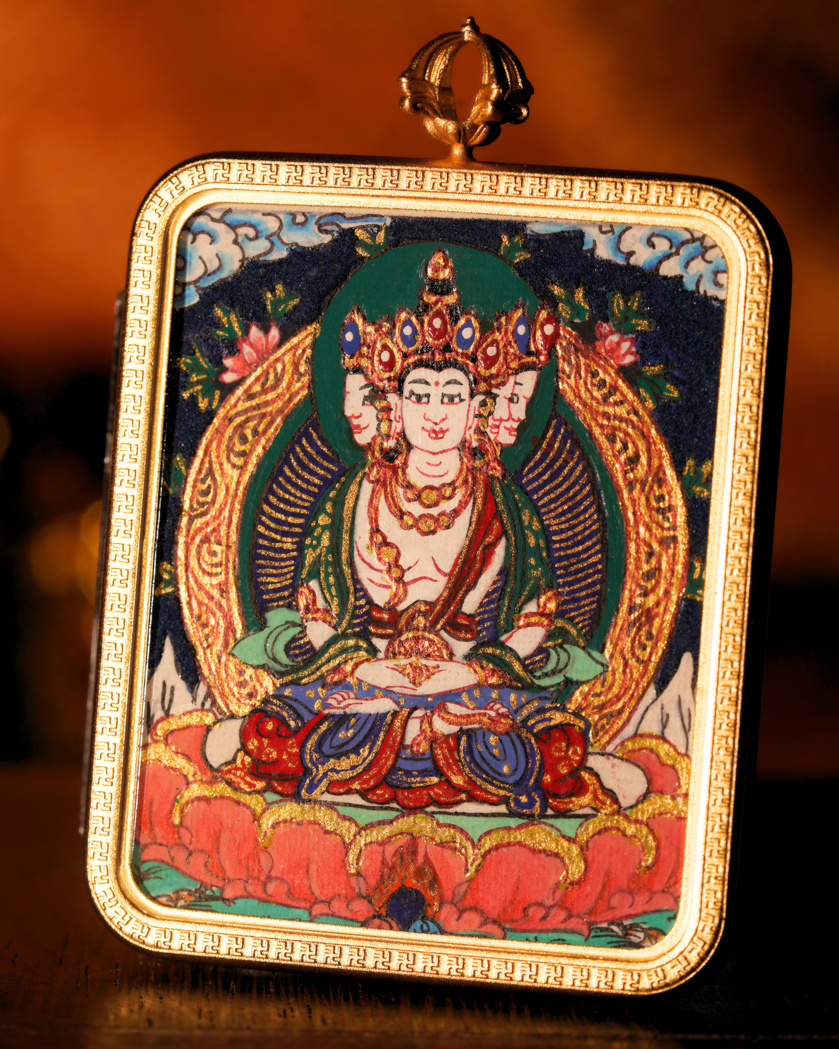 Vairocana Buddha Pendant — Lapis Cloud Edition