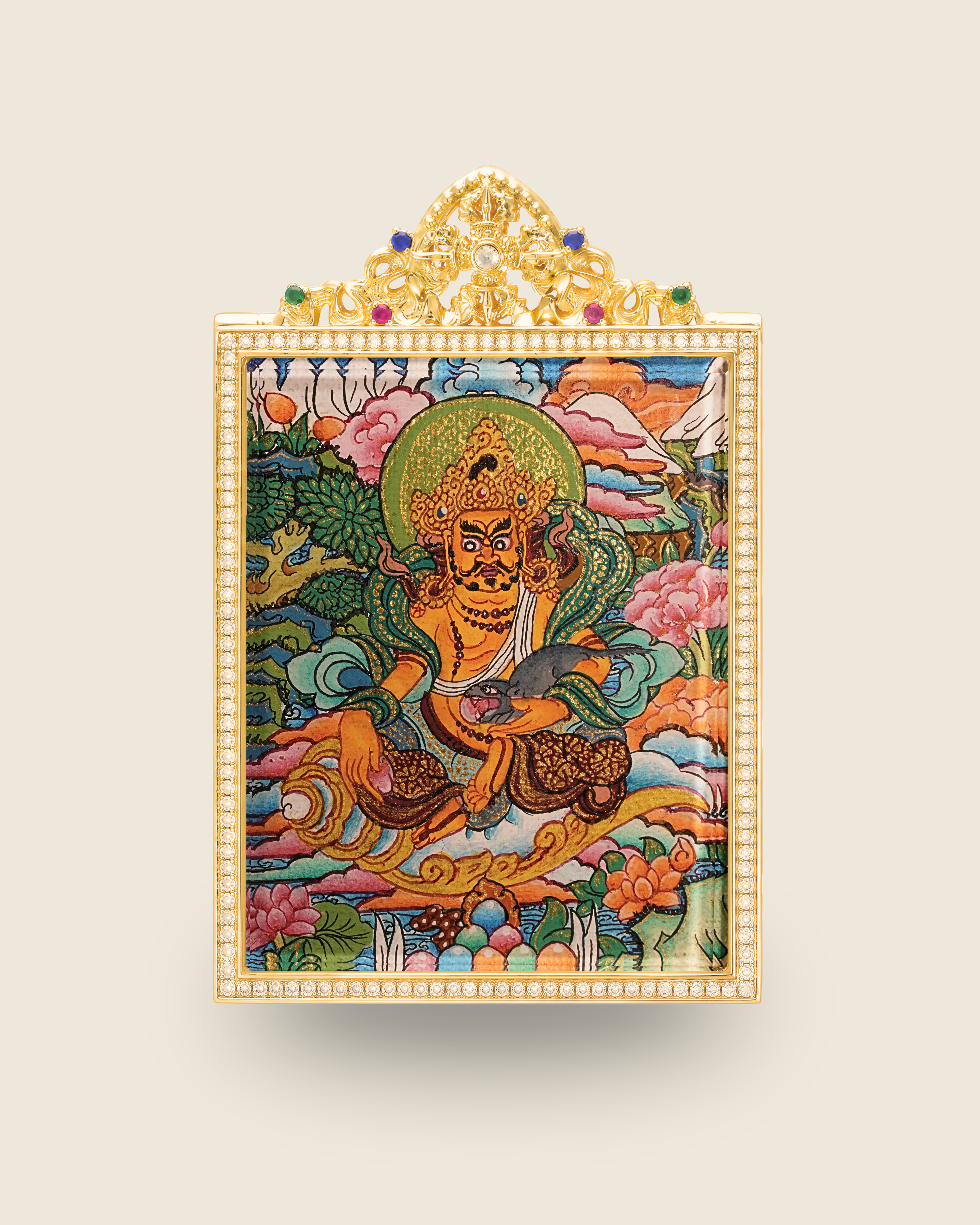Yellow Jambhala Pendant — Snow Mountain Edition