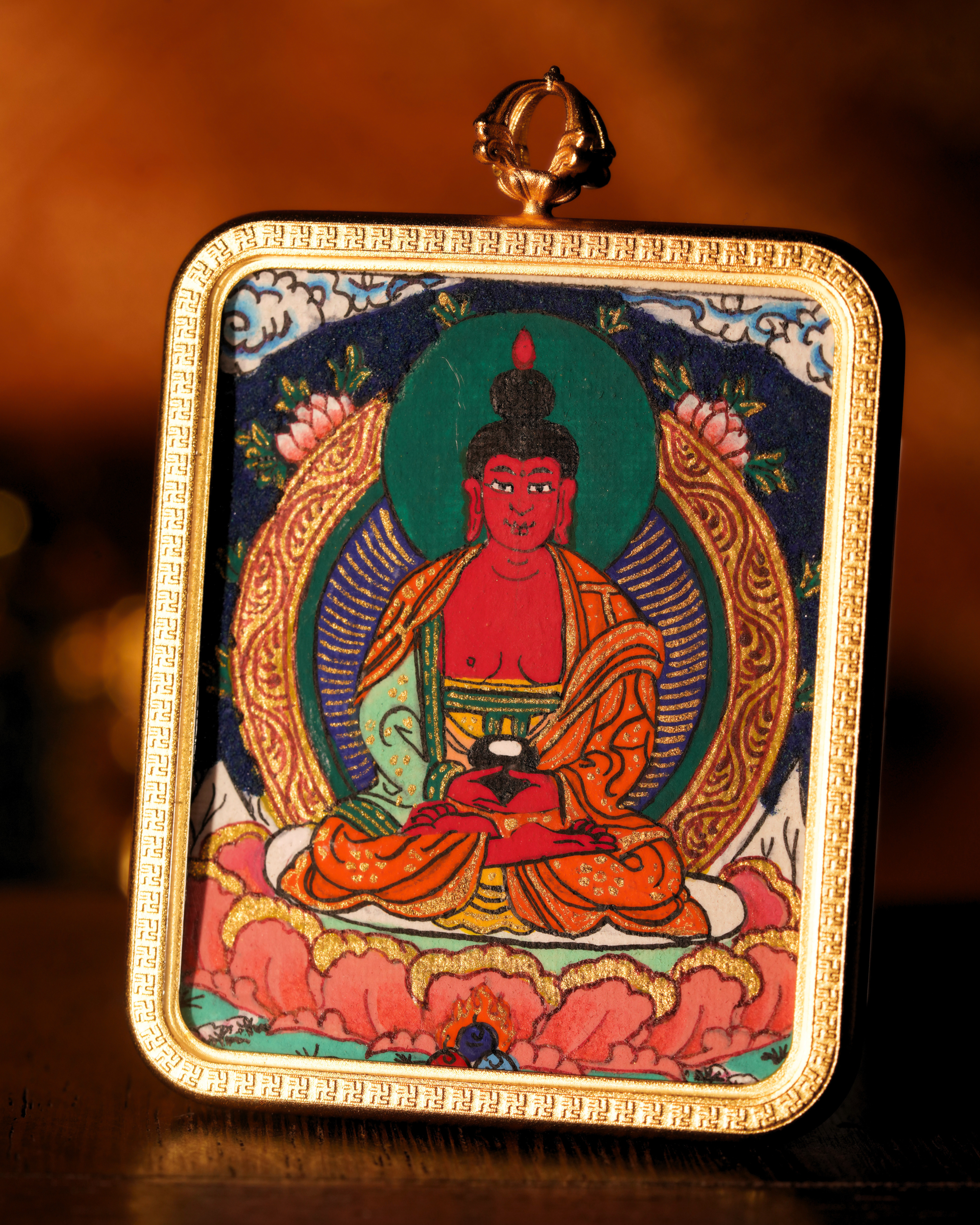 Amitabha Buddha Pendant — Lapis Cloud Edition