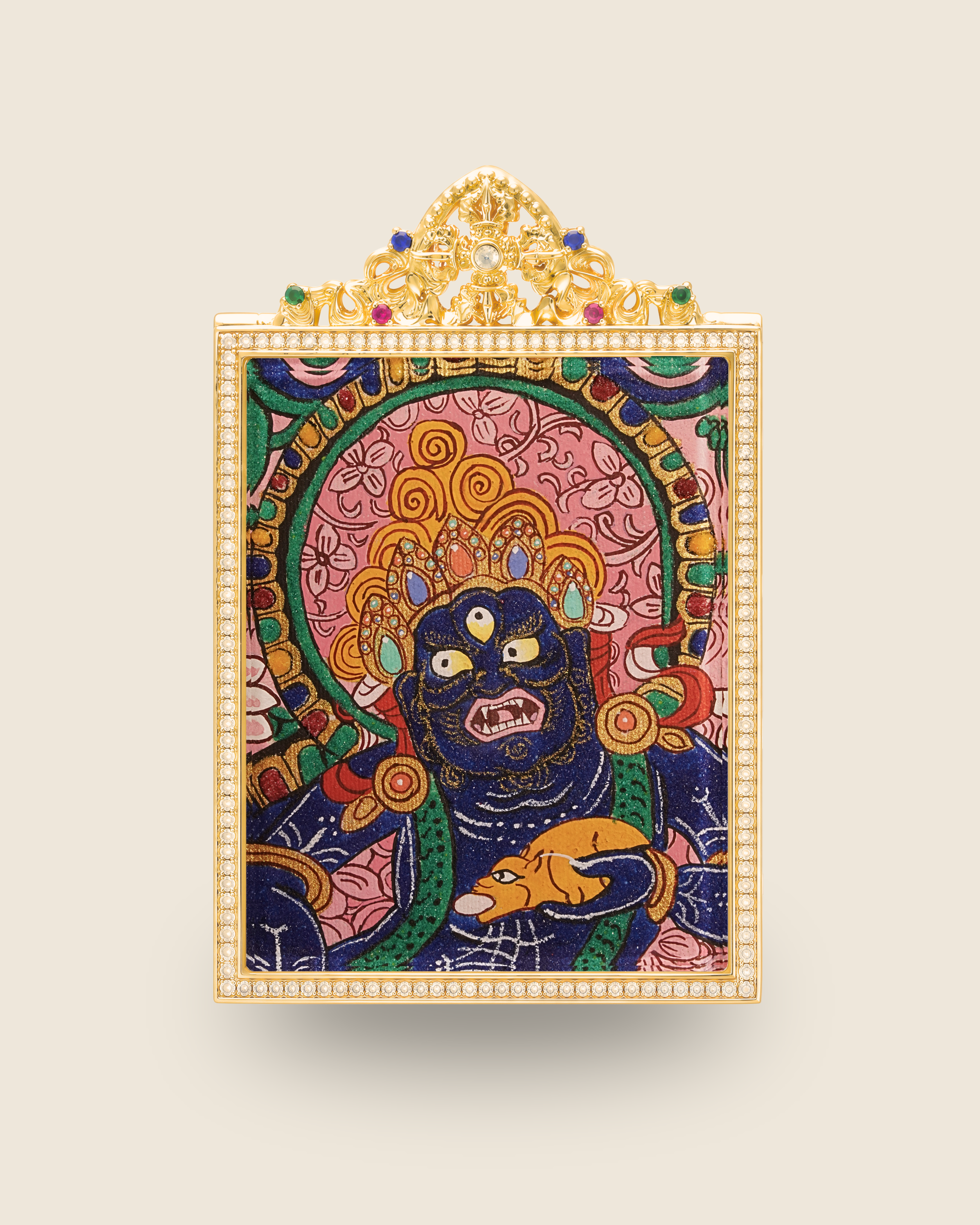 Black Jambhala Pendant — Golden Relief Edition