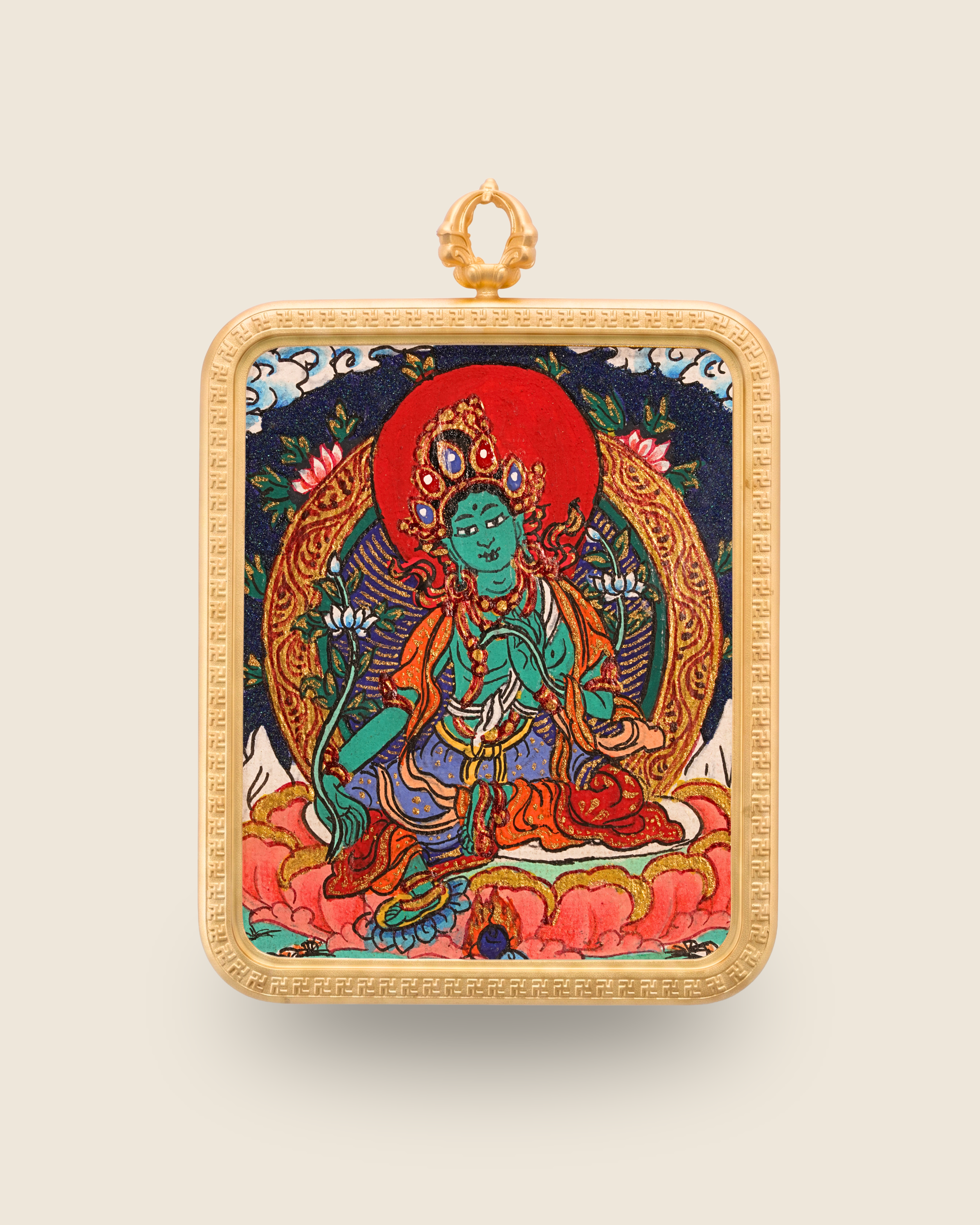 Green Tara Pendant — Lapis Cloud Edition