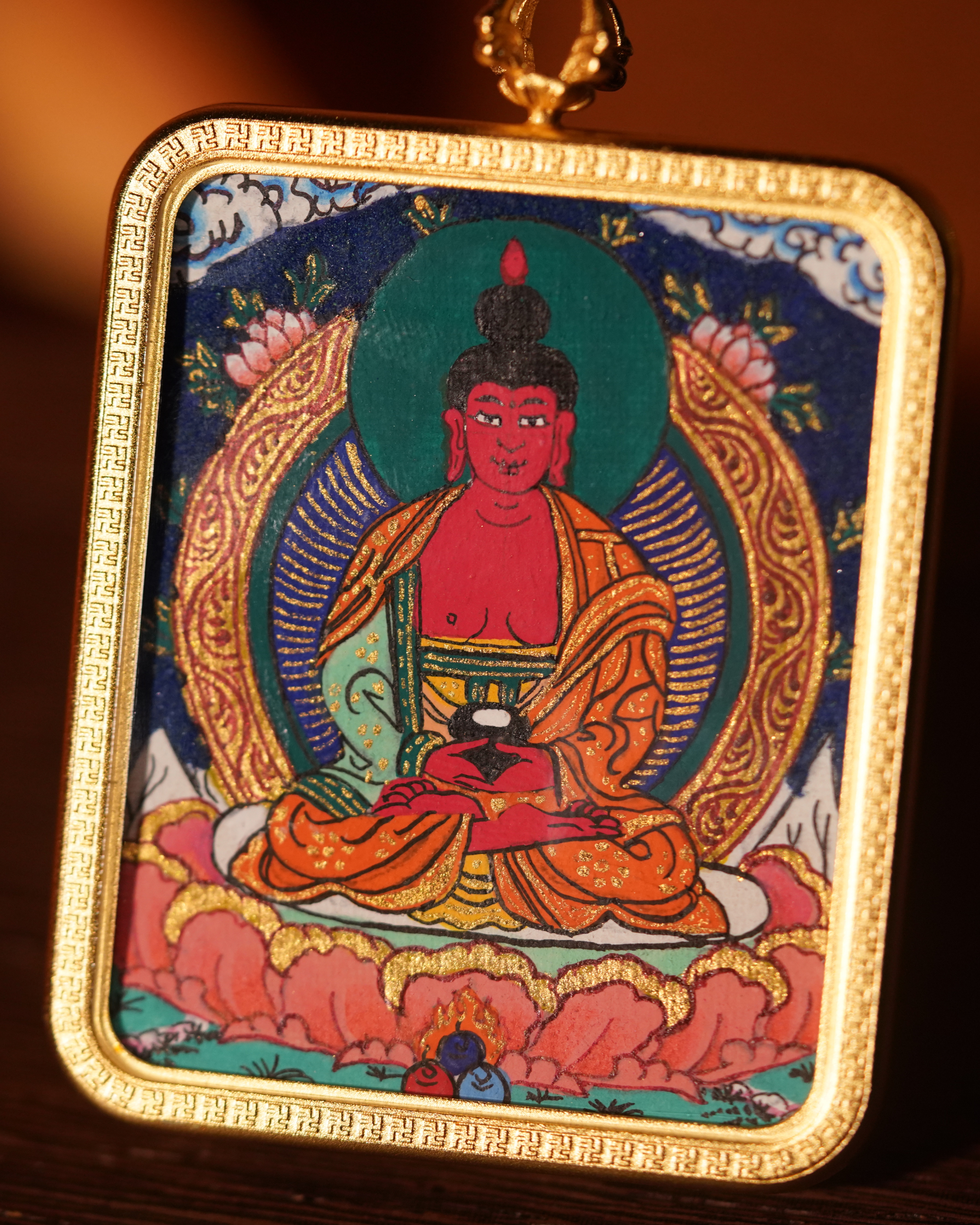 Amitabha Buddha Pendant — Lapis Cloud Edition