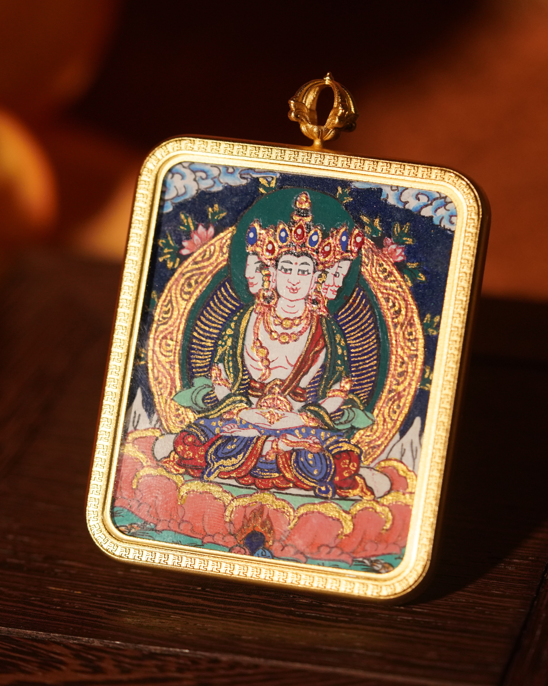 Vairocana Buddha Pendant — Lapis Cloud Edition