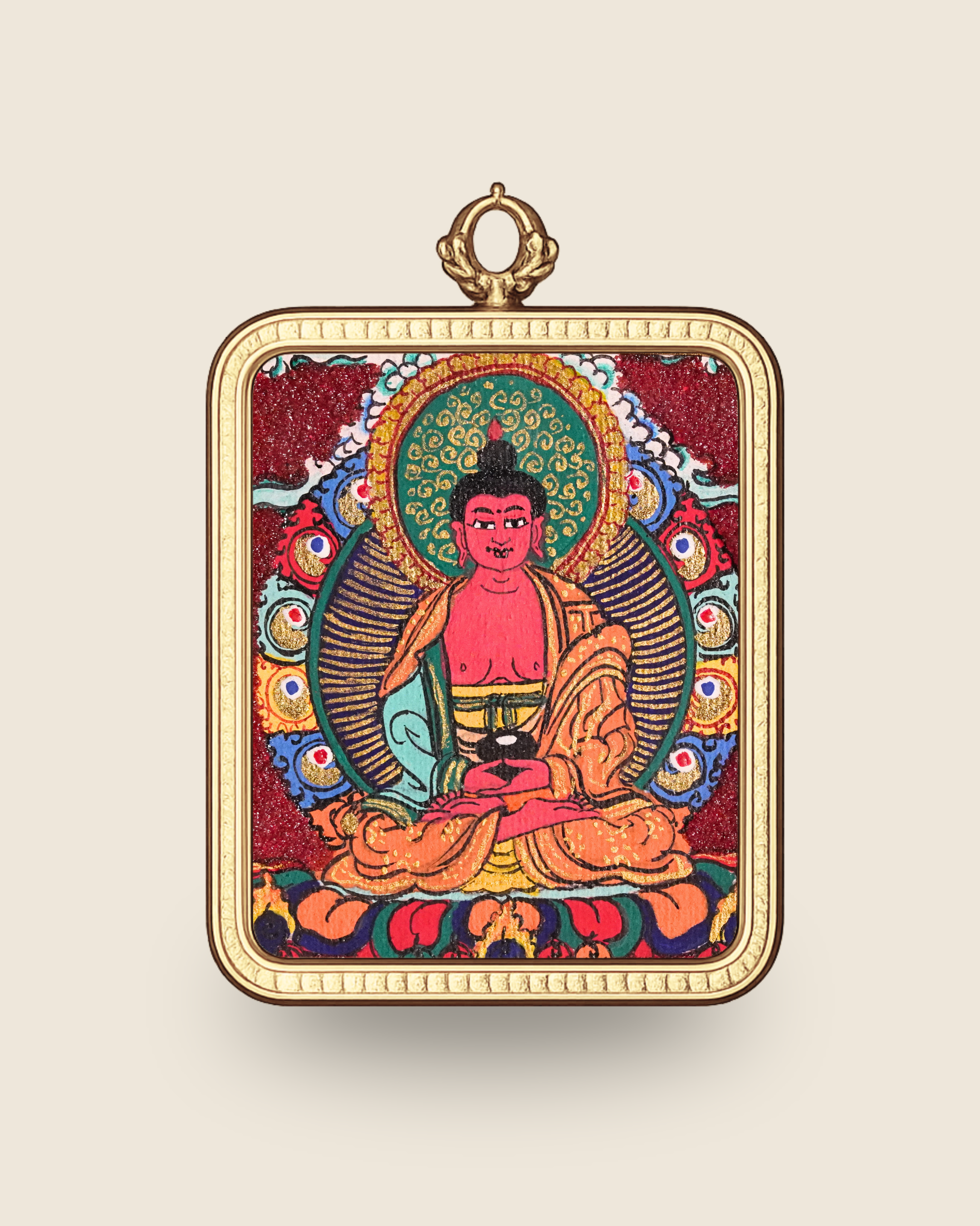 Amitabha Buddha Pendant — Cinnabar Jewel Edition
