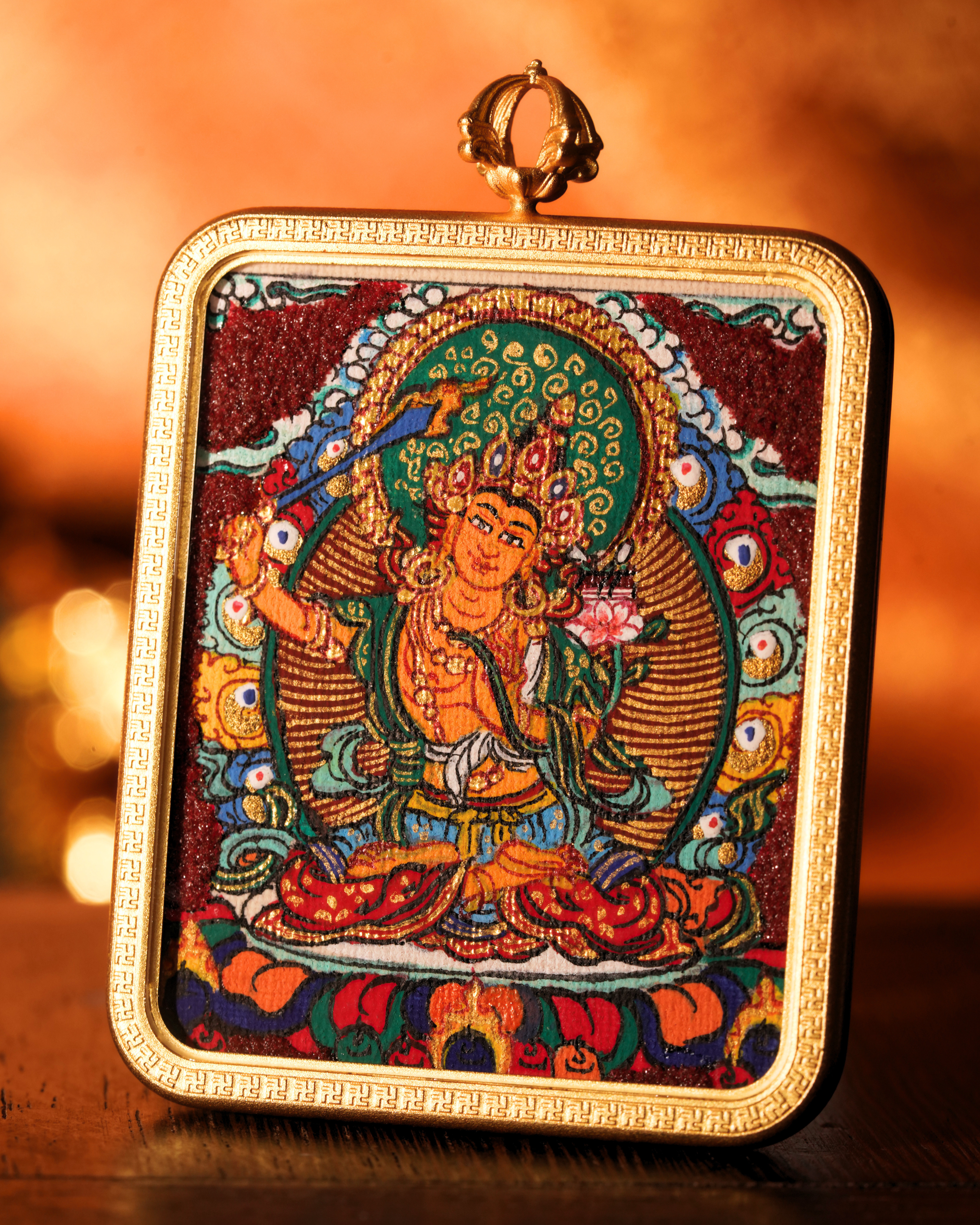 Manjushri Pendant — Cinnabar Jewel Edition