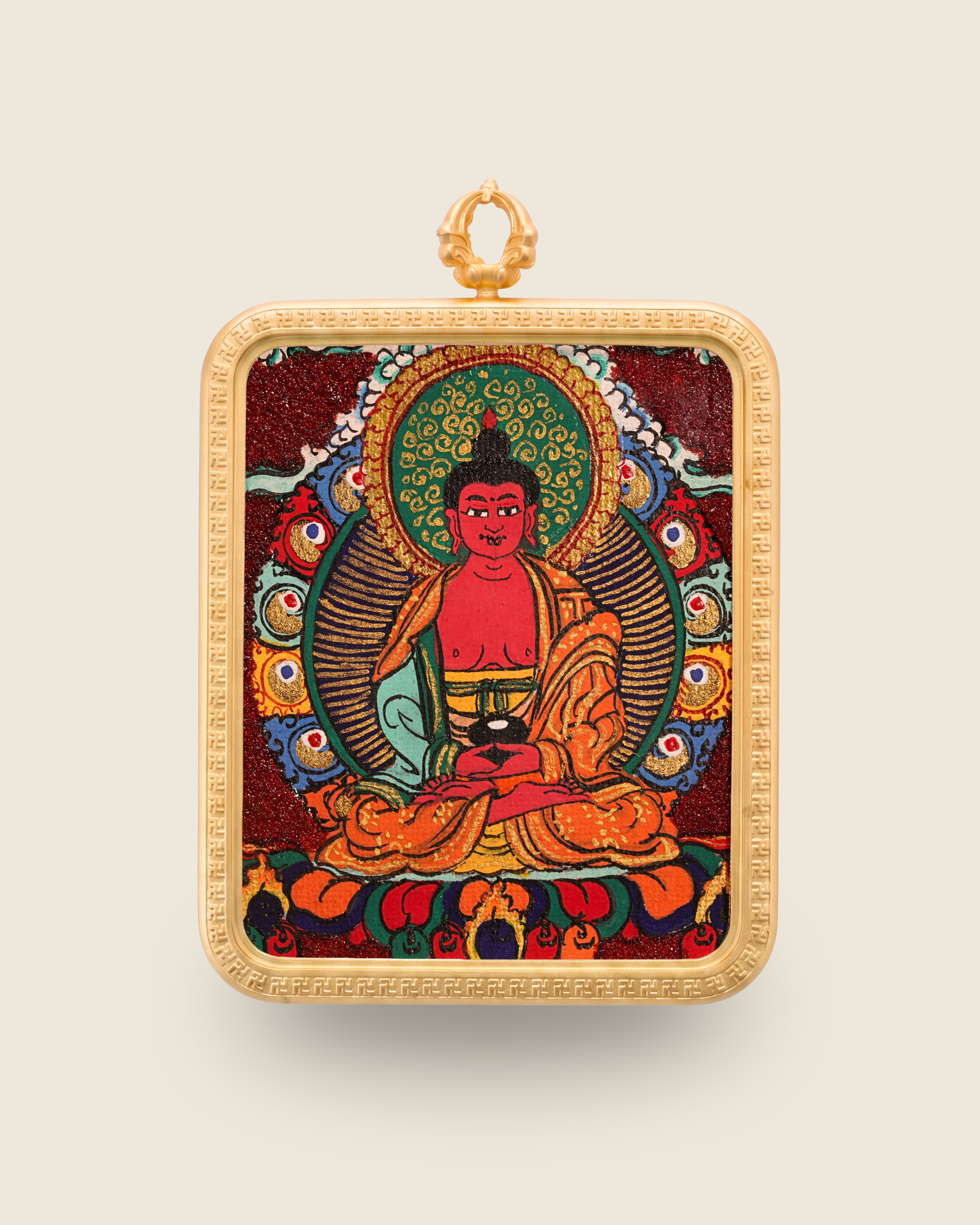 Amitabha Buddha Pendant — Cinnabar Jewel Edition