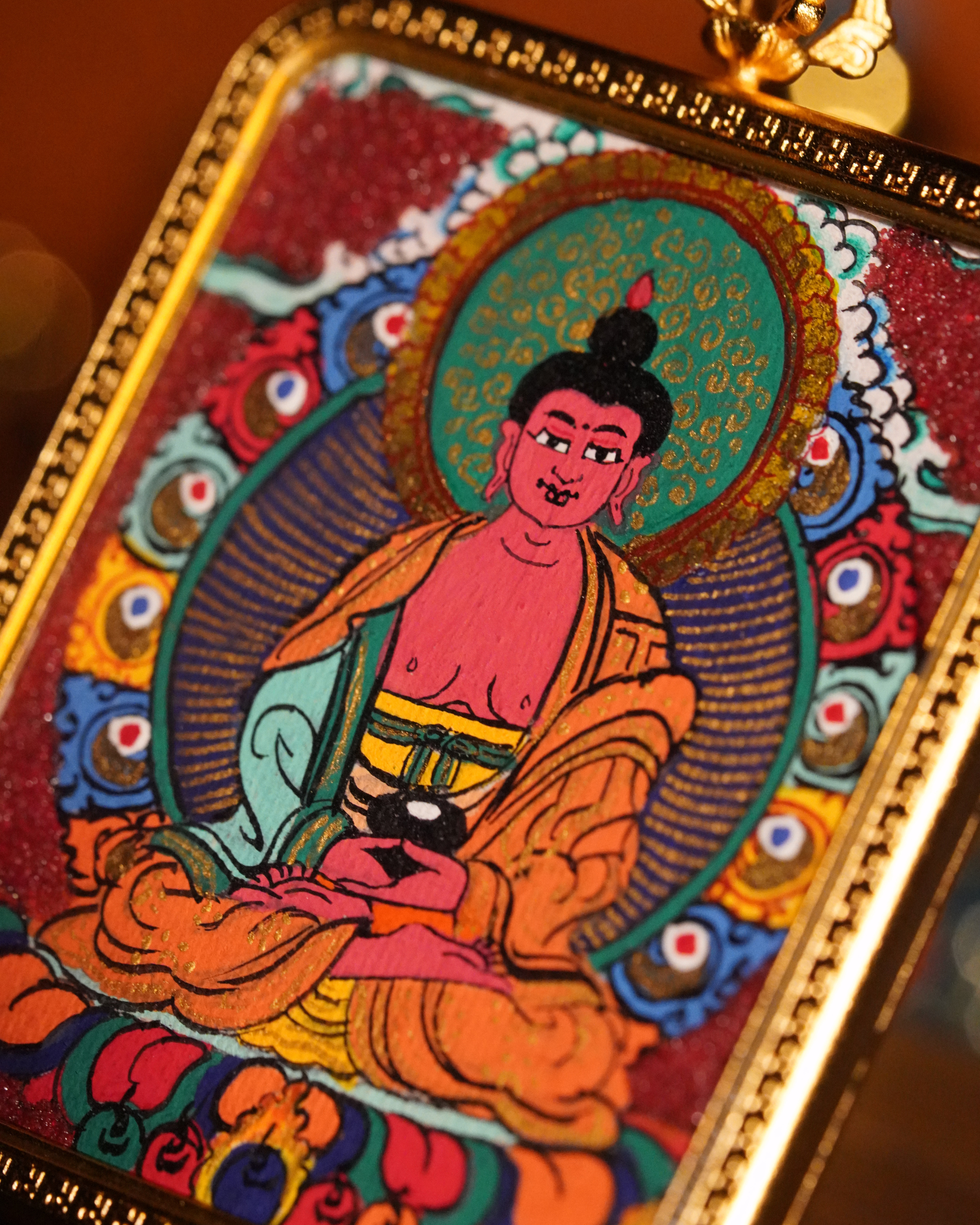 Amitabha Buddha Pendant — Cinnabar Jewel Edition