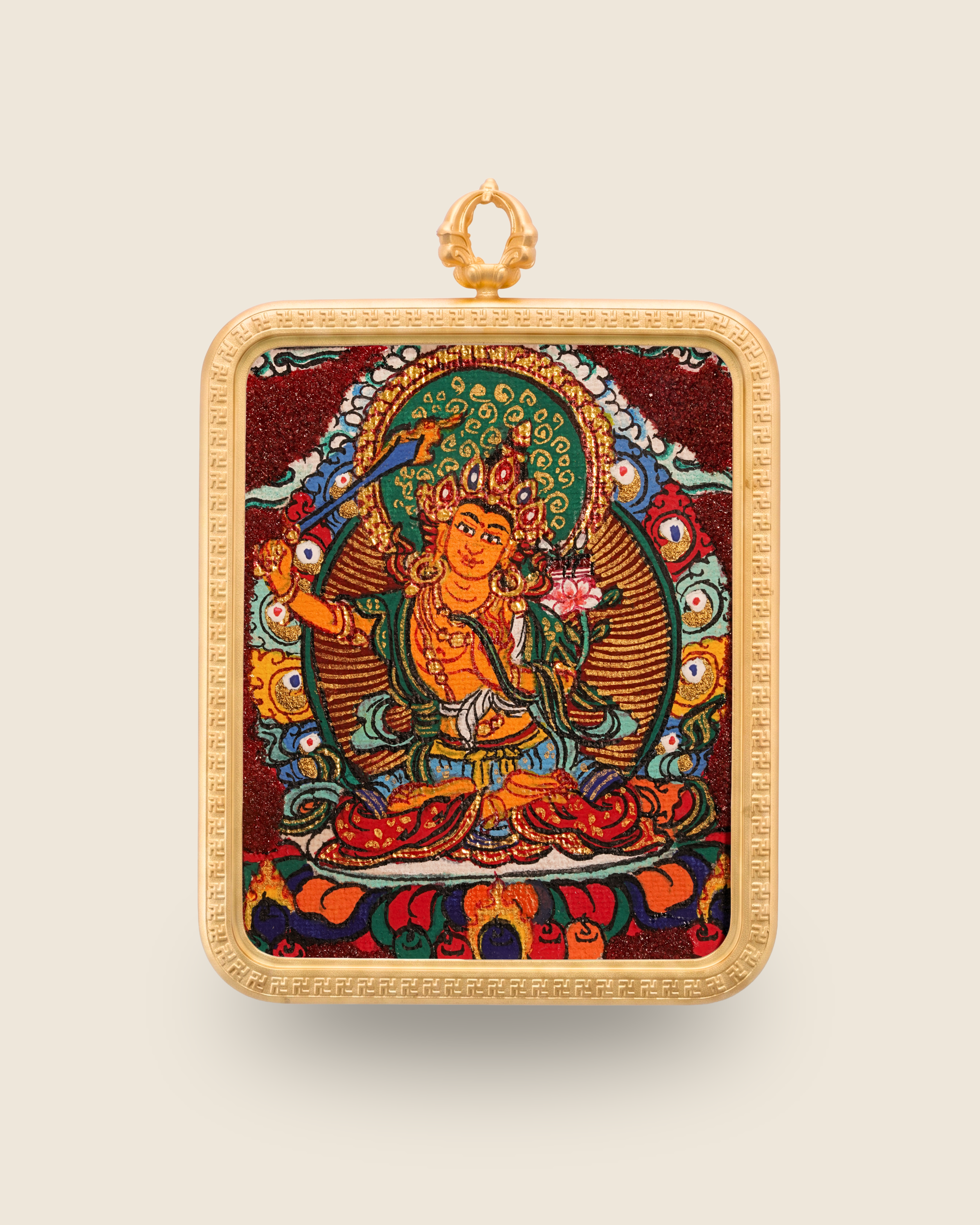 Manjushri Pendant — Cinnabar Jewel Edition