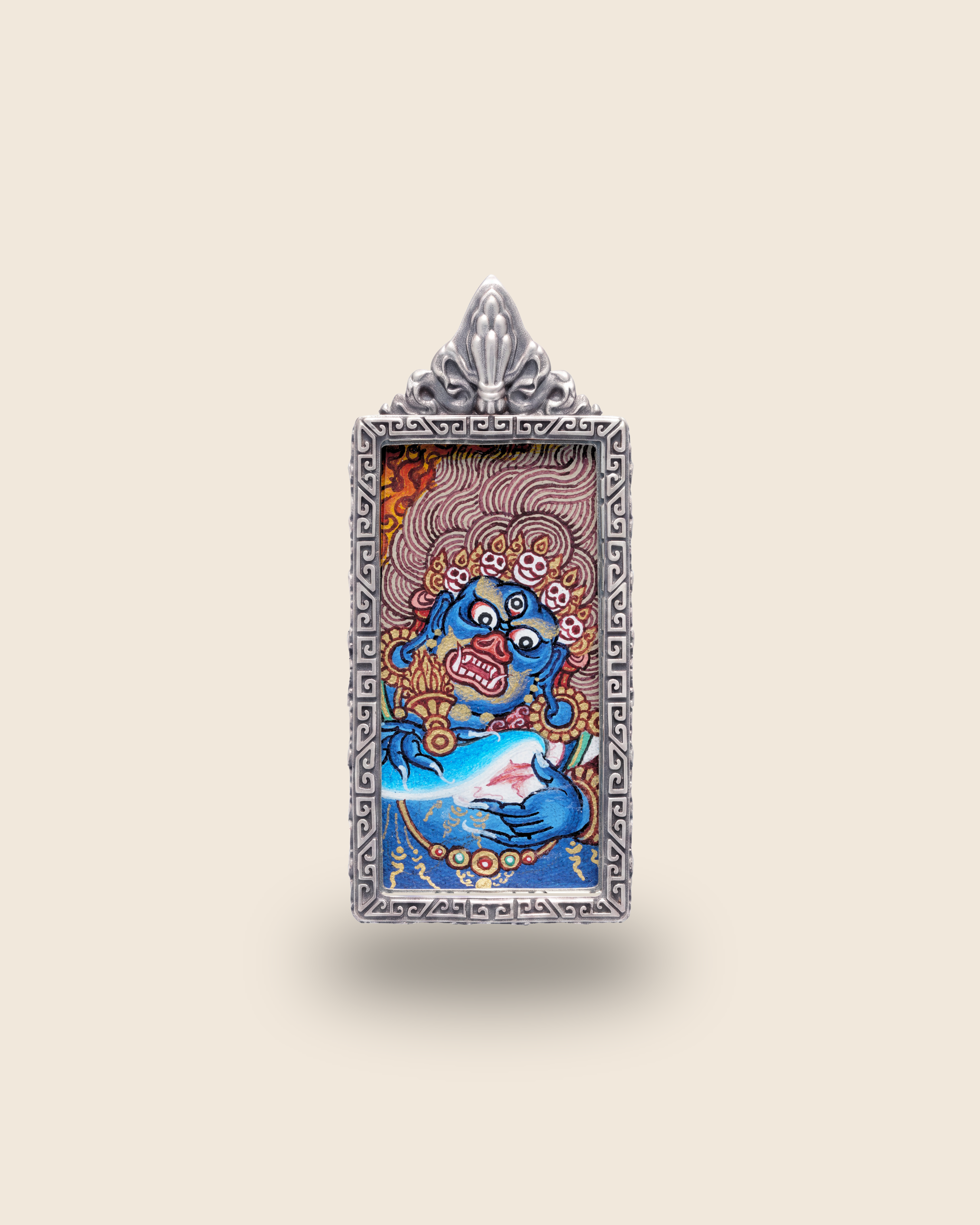 Six-Armed Mahākāla Pendant — Sterling Silver Edition