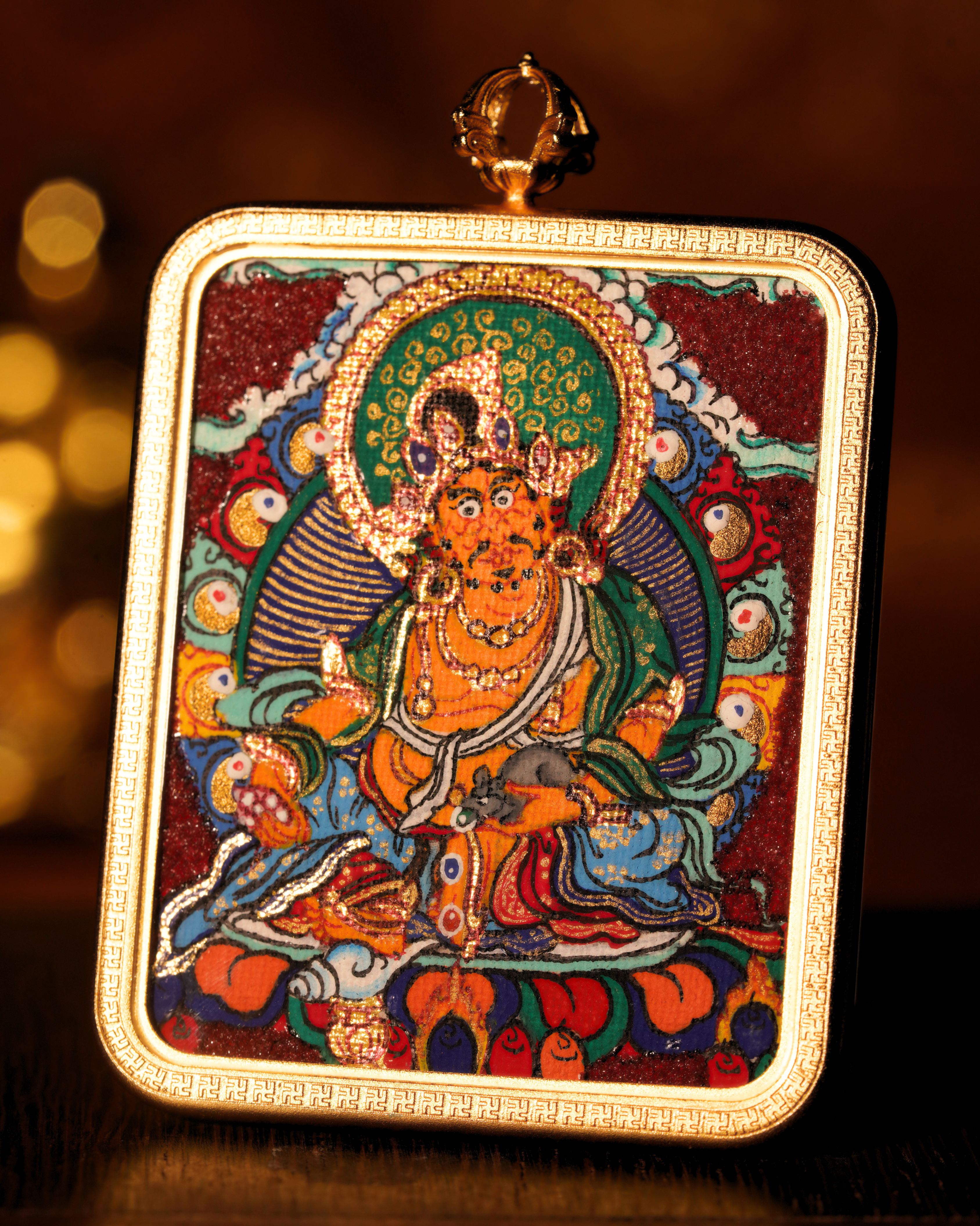 Yellow Jambhala Pendant — Cinnabar Jewel Edition