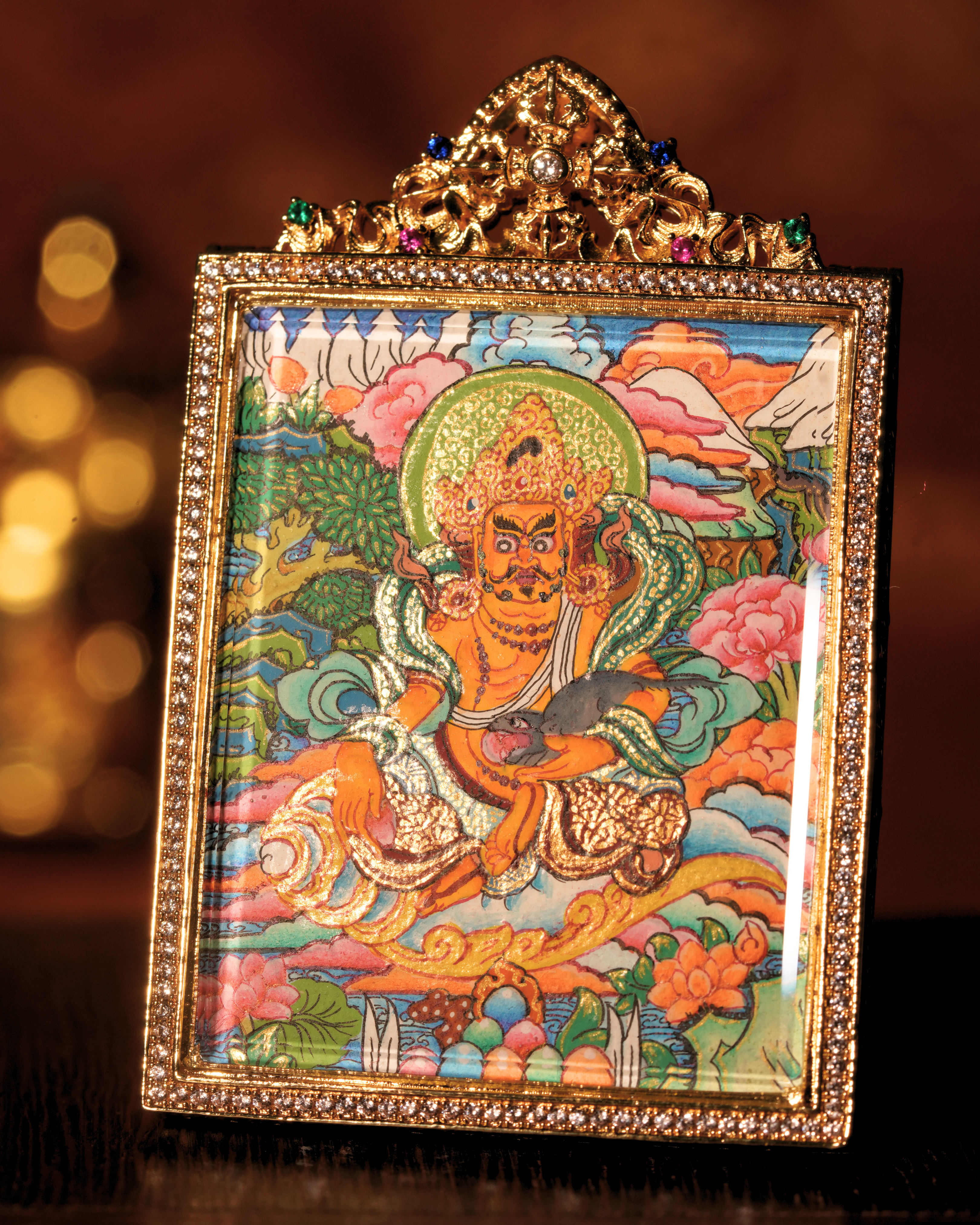 Yellow Jambhala Pendant — Snow Mountain Edition