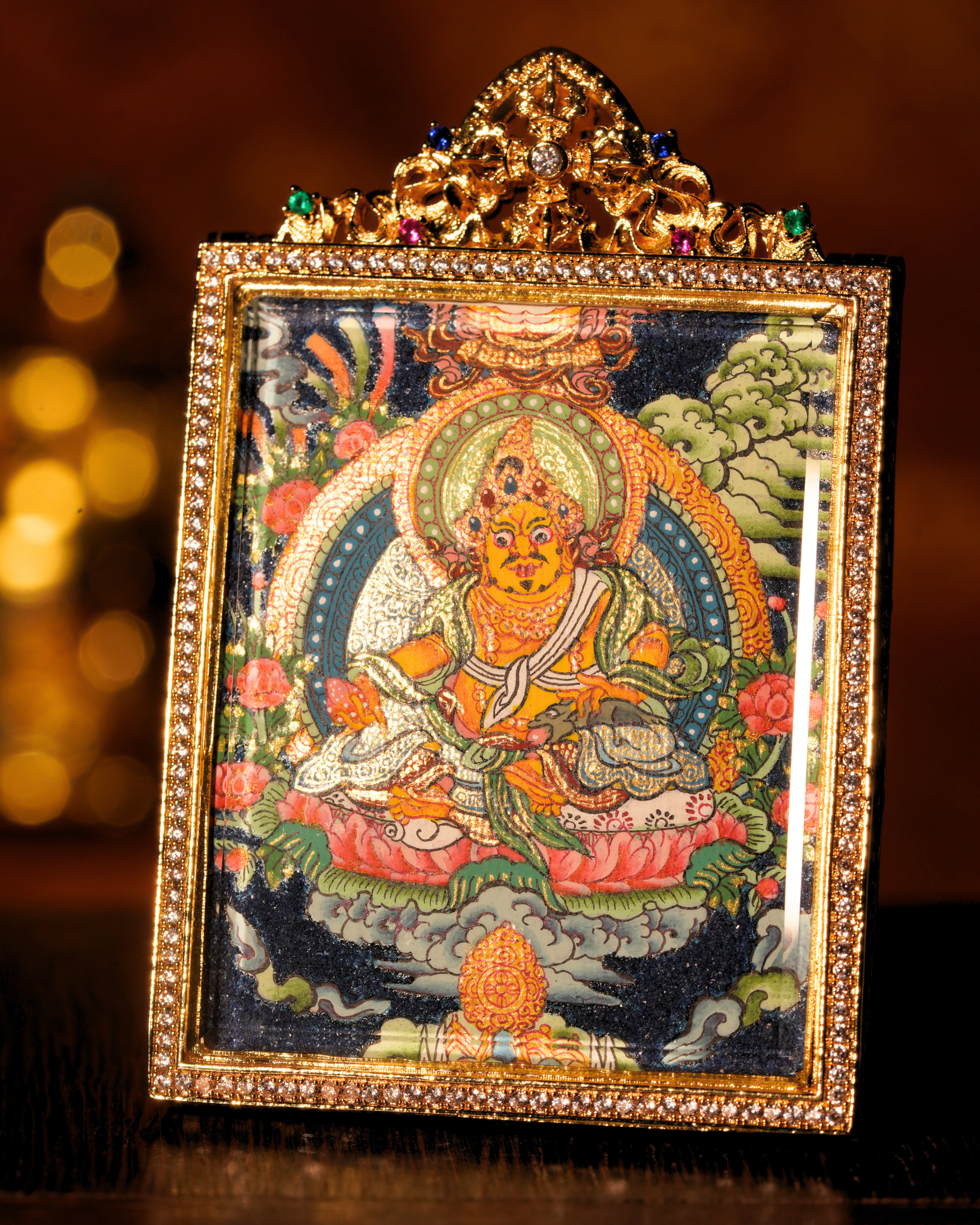 Yellow Jambhala Pendant — Lapis Relief Edition