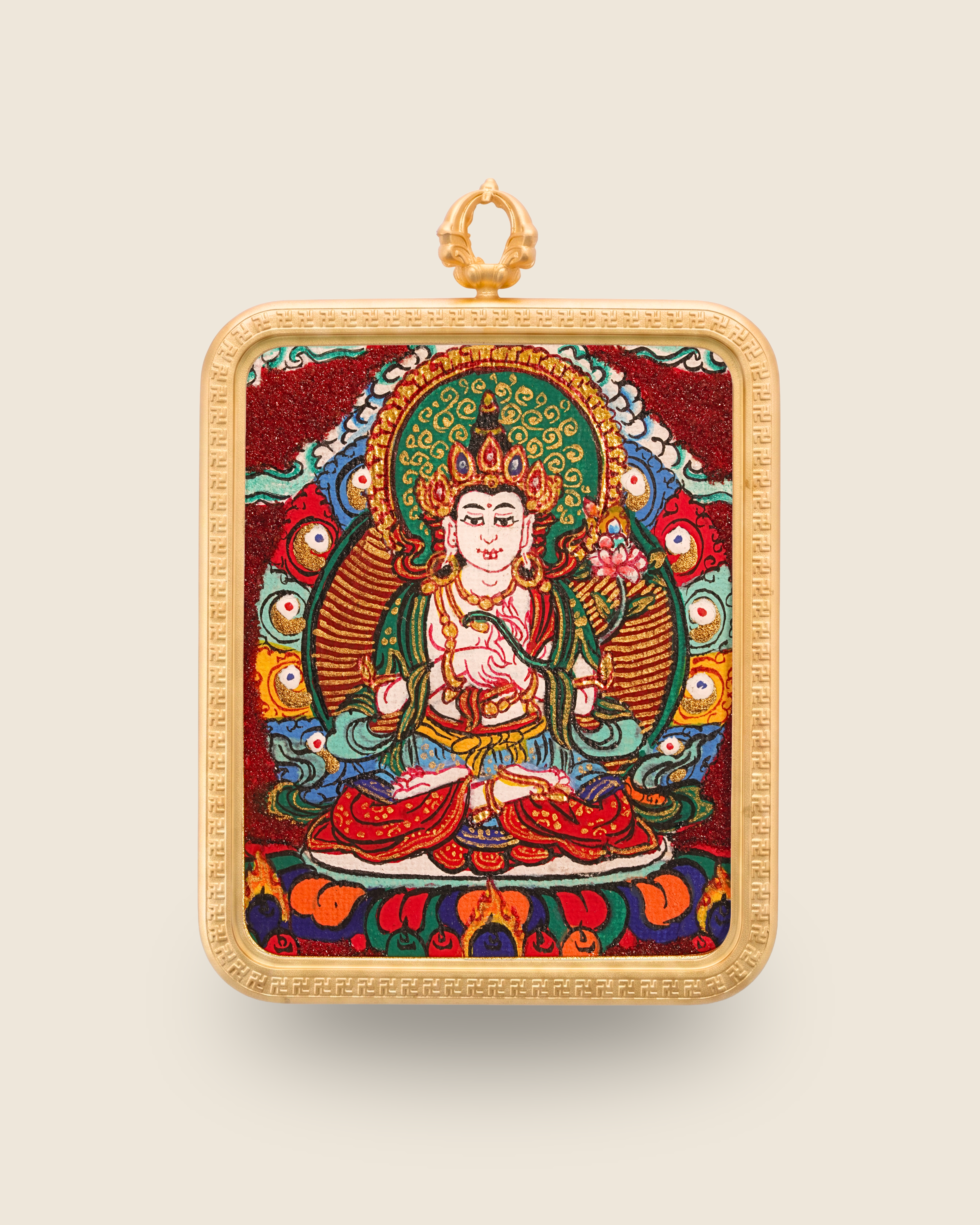 Mahāsthāmaprāpta Pendant — Cinnabar Jewel Edition