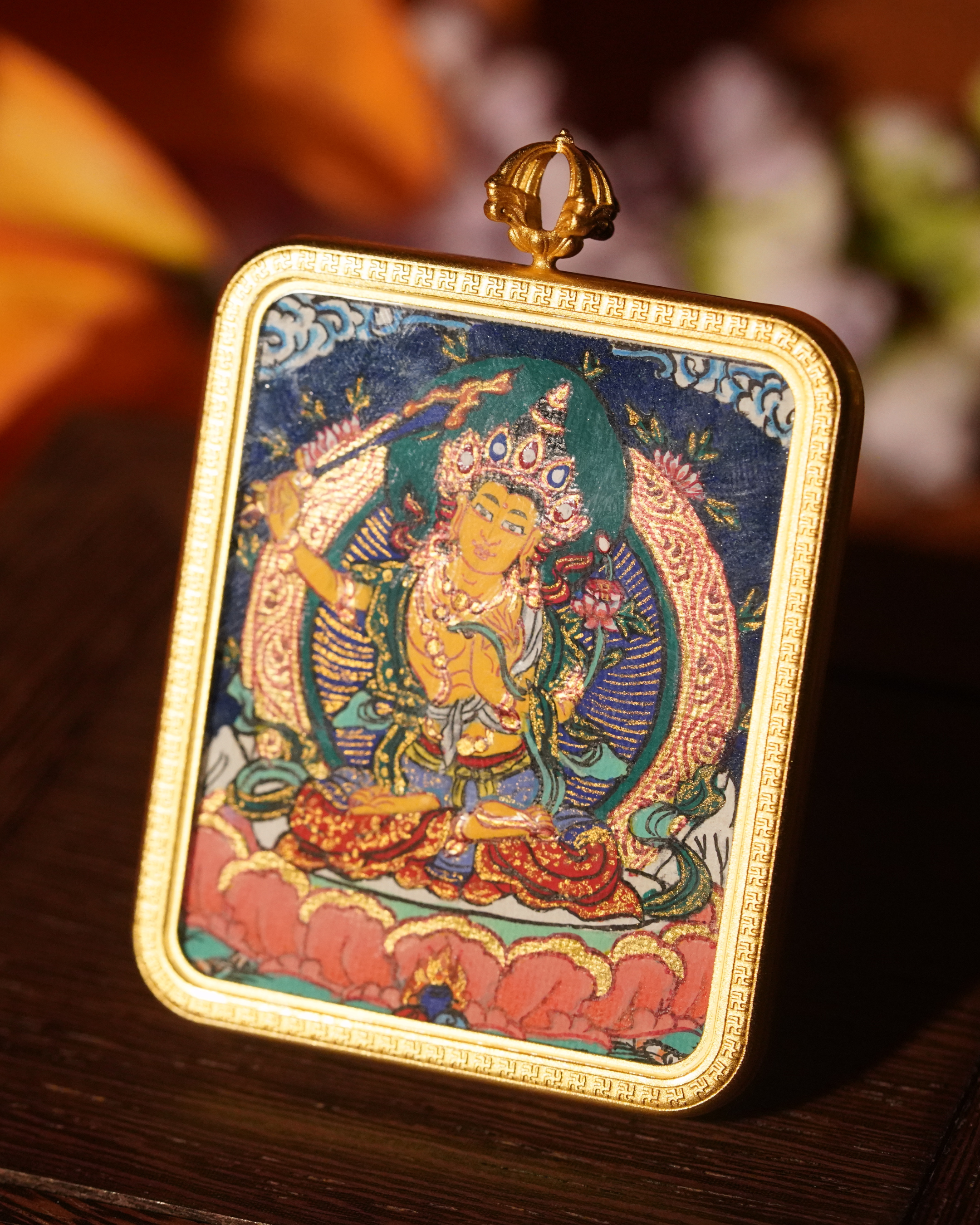 Manjushri Pendant — Lapis Cloud Edition