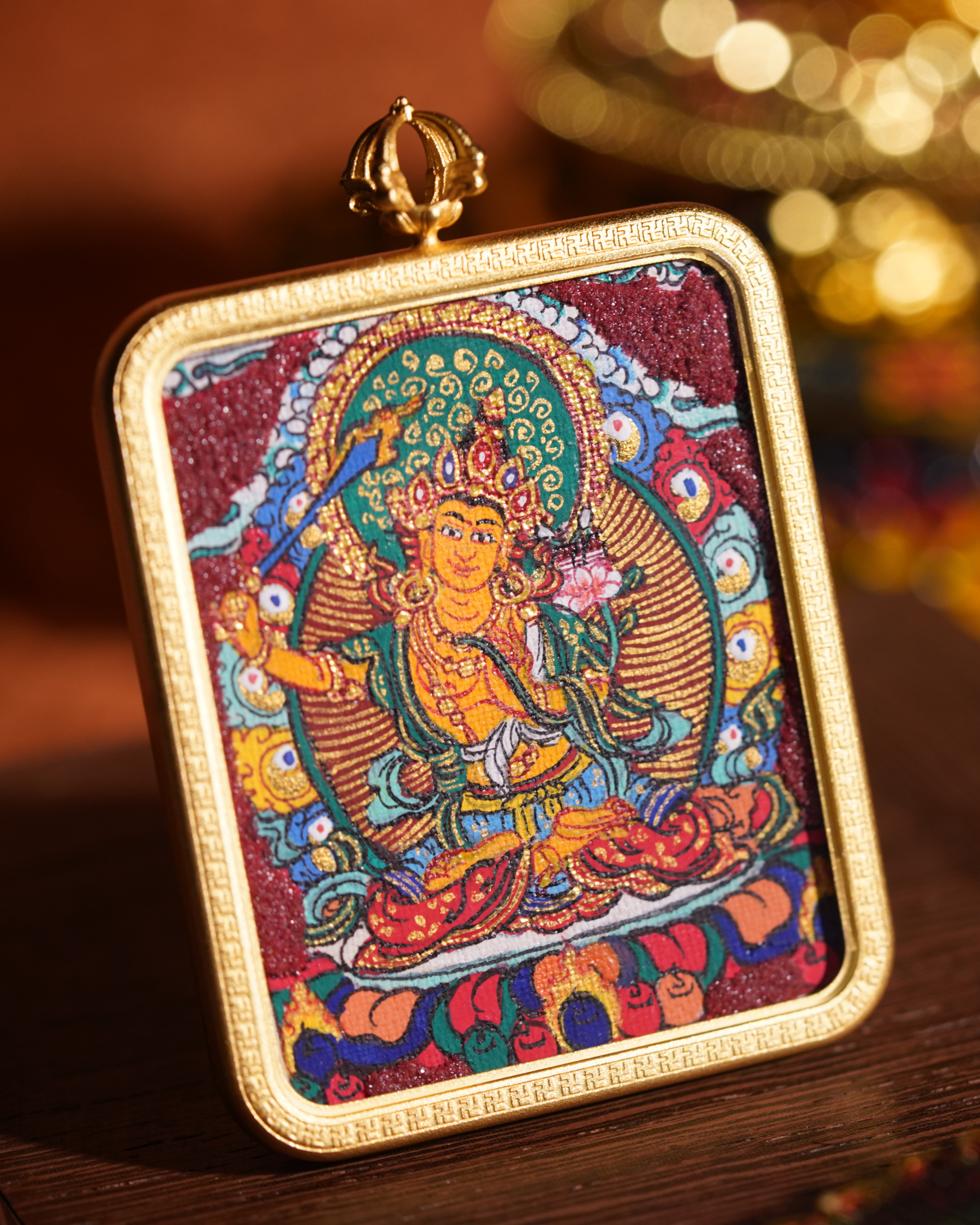 Manjushri Pendant — Cinnabar Jewel Edition