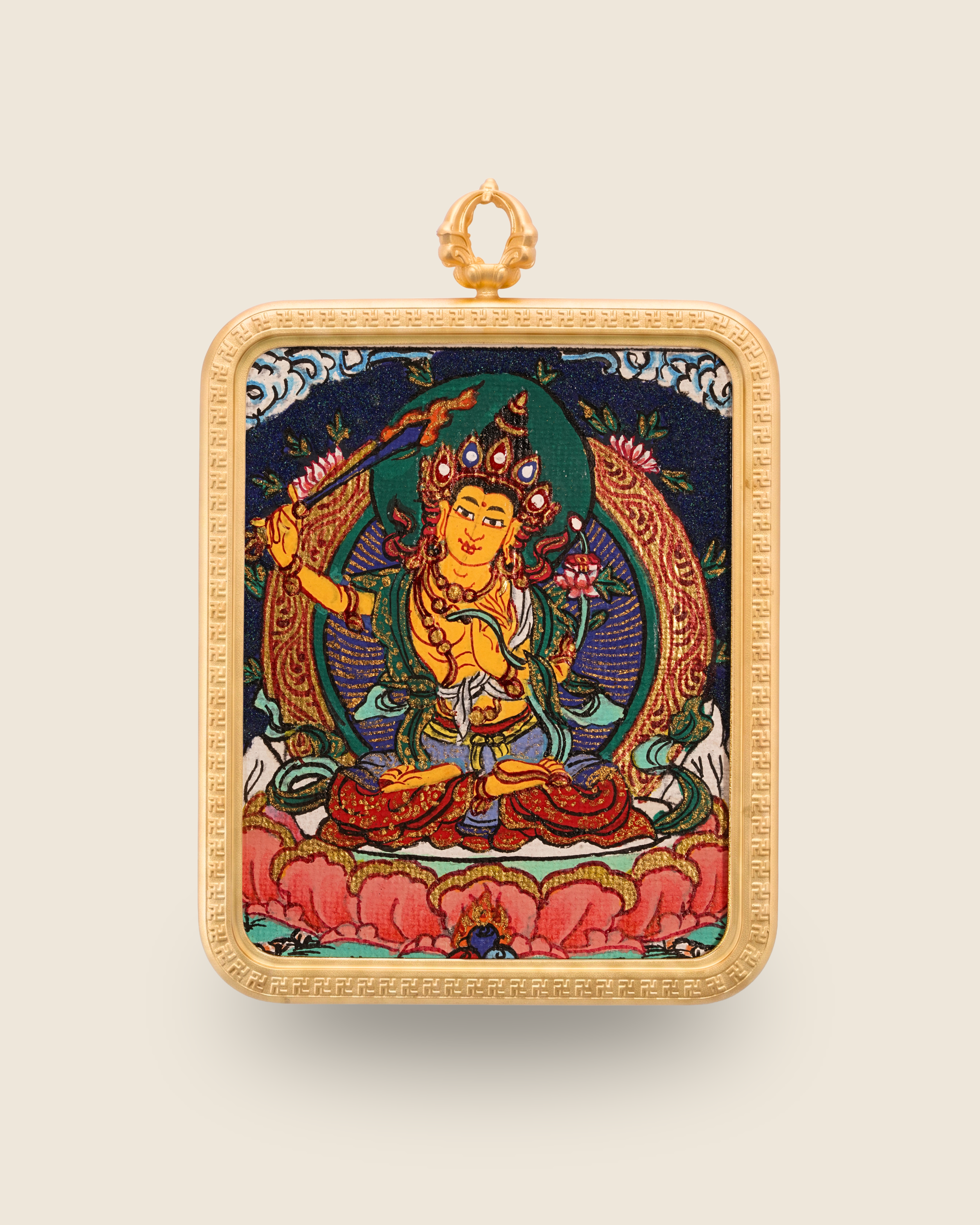 Manjushri Pendant — Lapis Cloud Edition