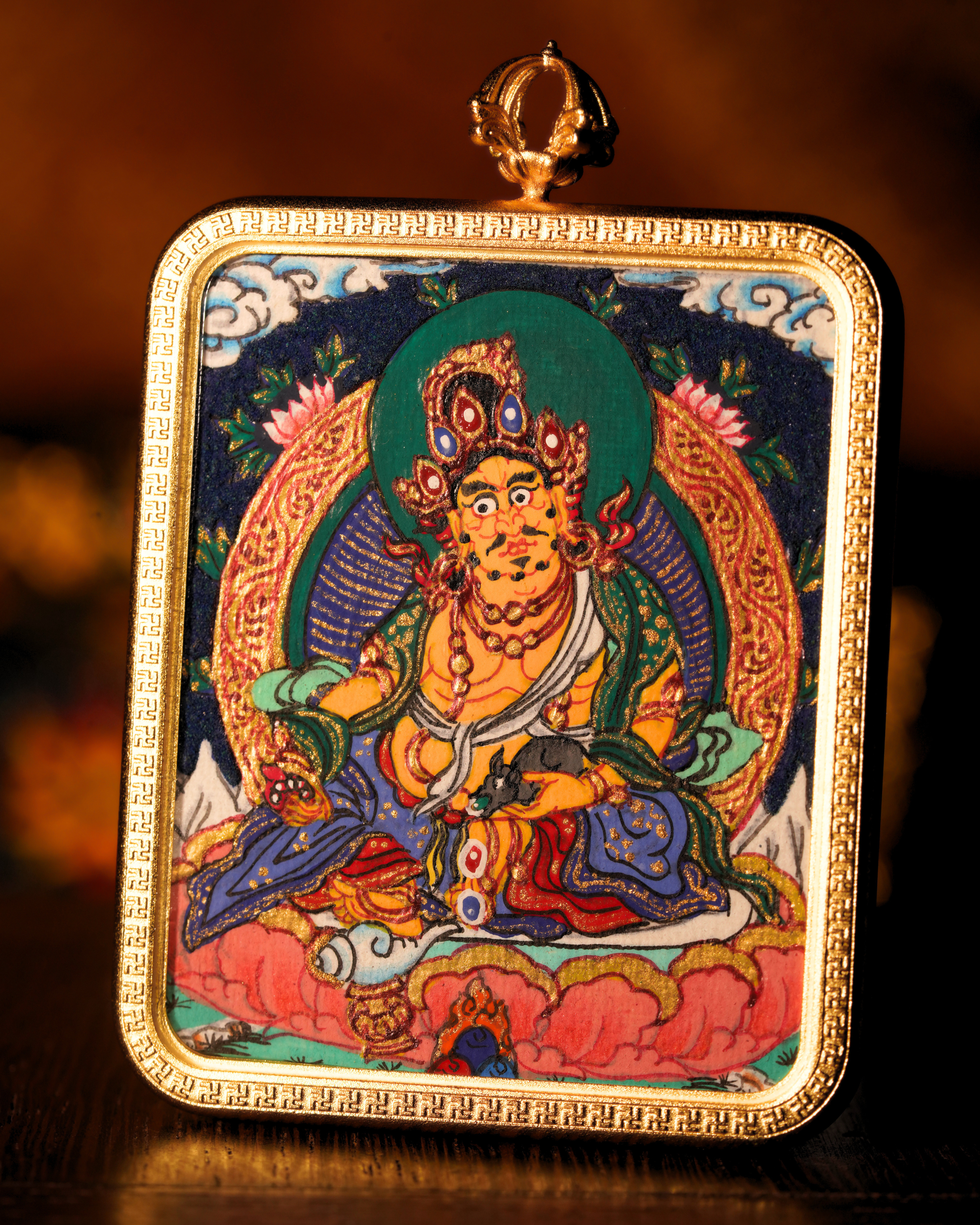 Yellow Jambhala Pendant — Lapis Cloud Edition