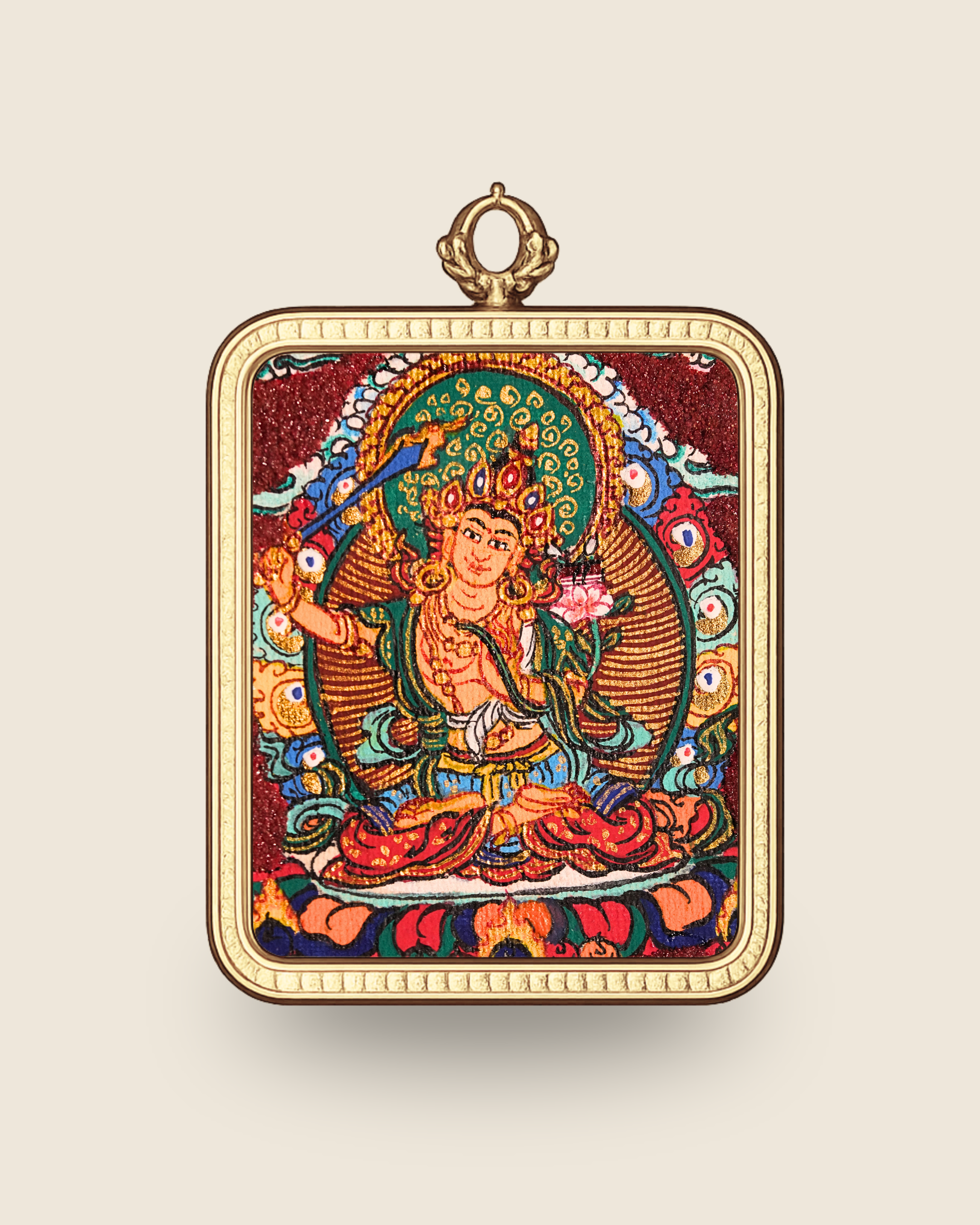 Manjushri Pendant — Cinnabar Jewel Edition