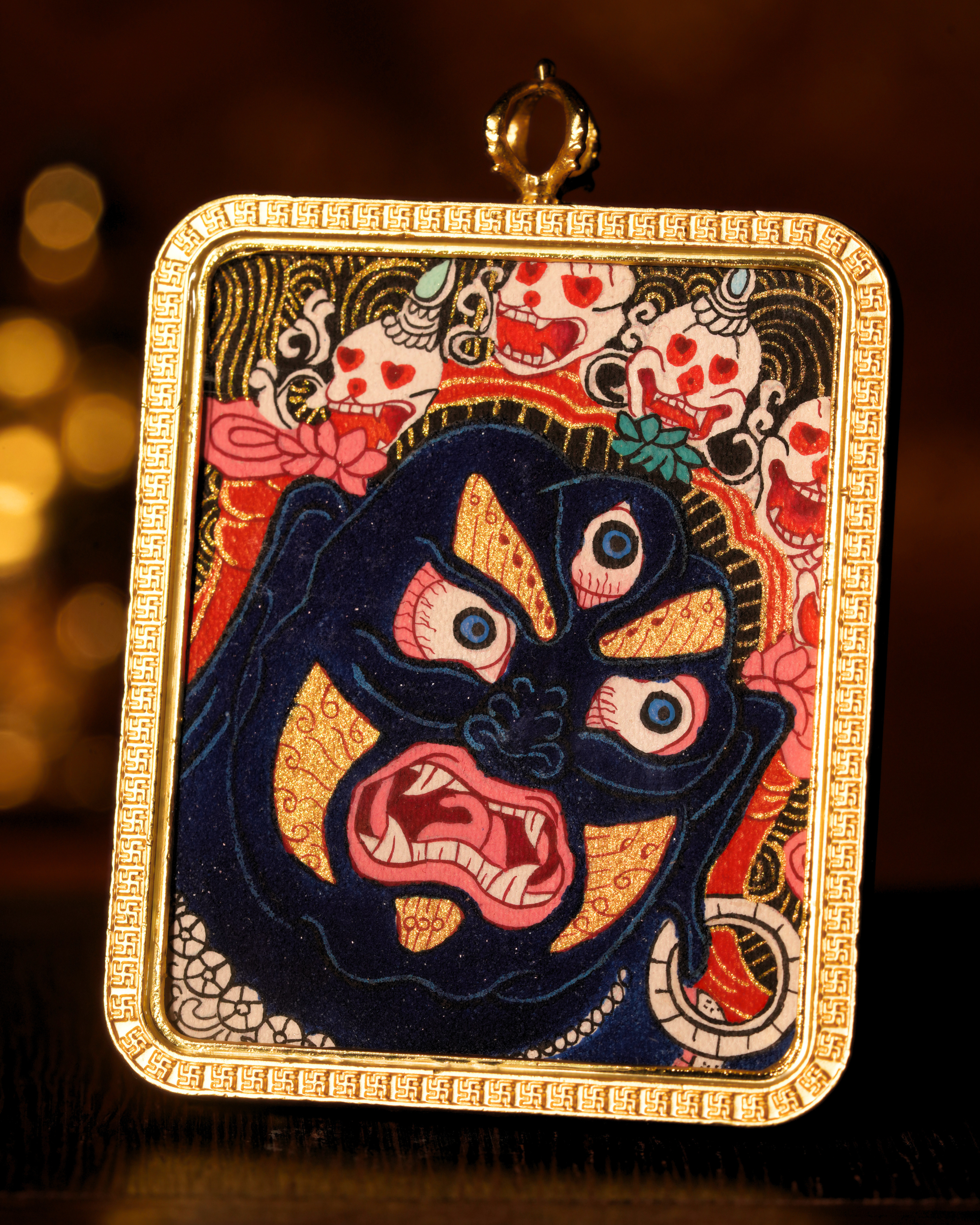Six-Armed Mahākāla Pendant — Sacred Mineral Edition