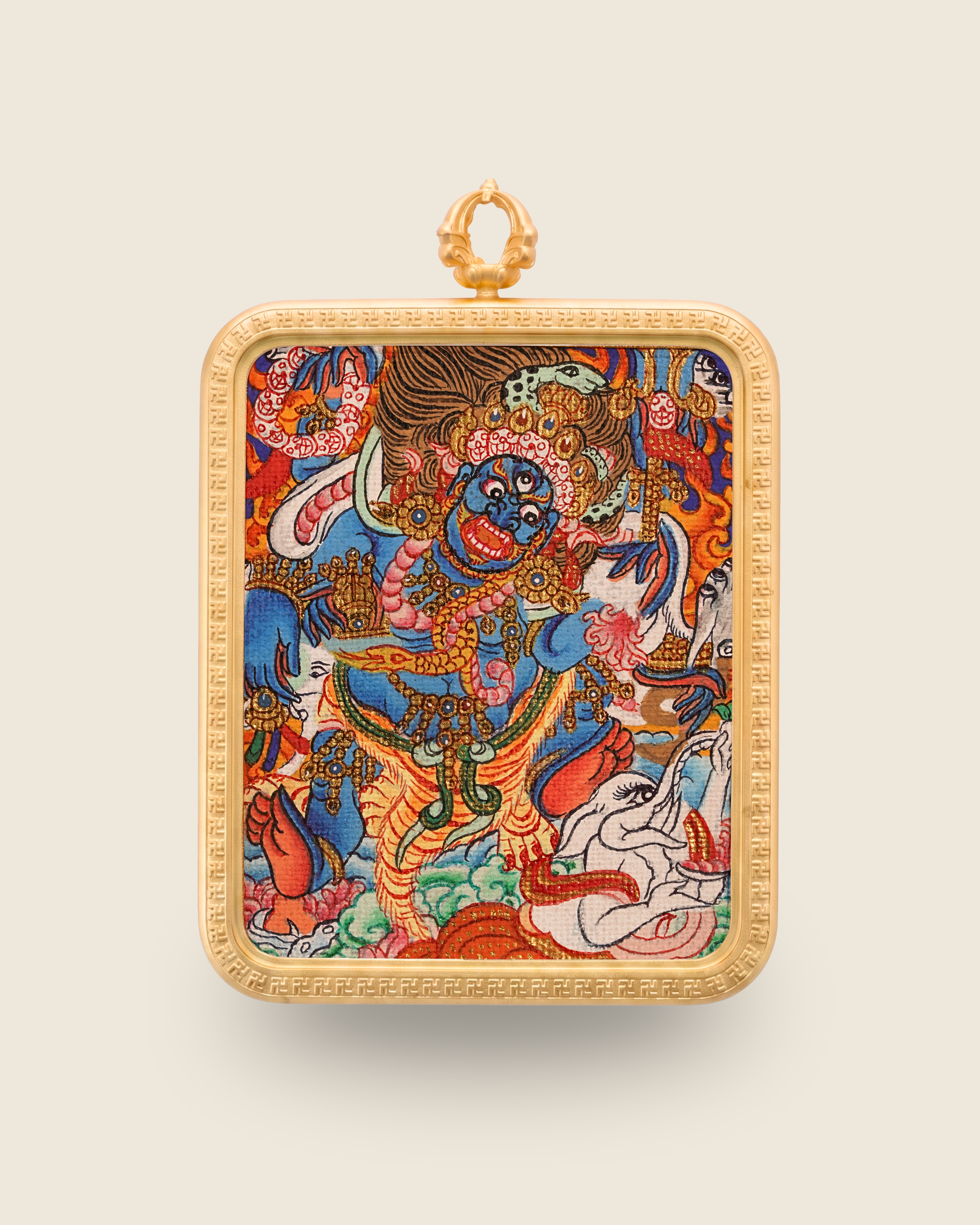 Six-Armed Mahākāla Pendant — Celestial Cloud Edition