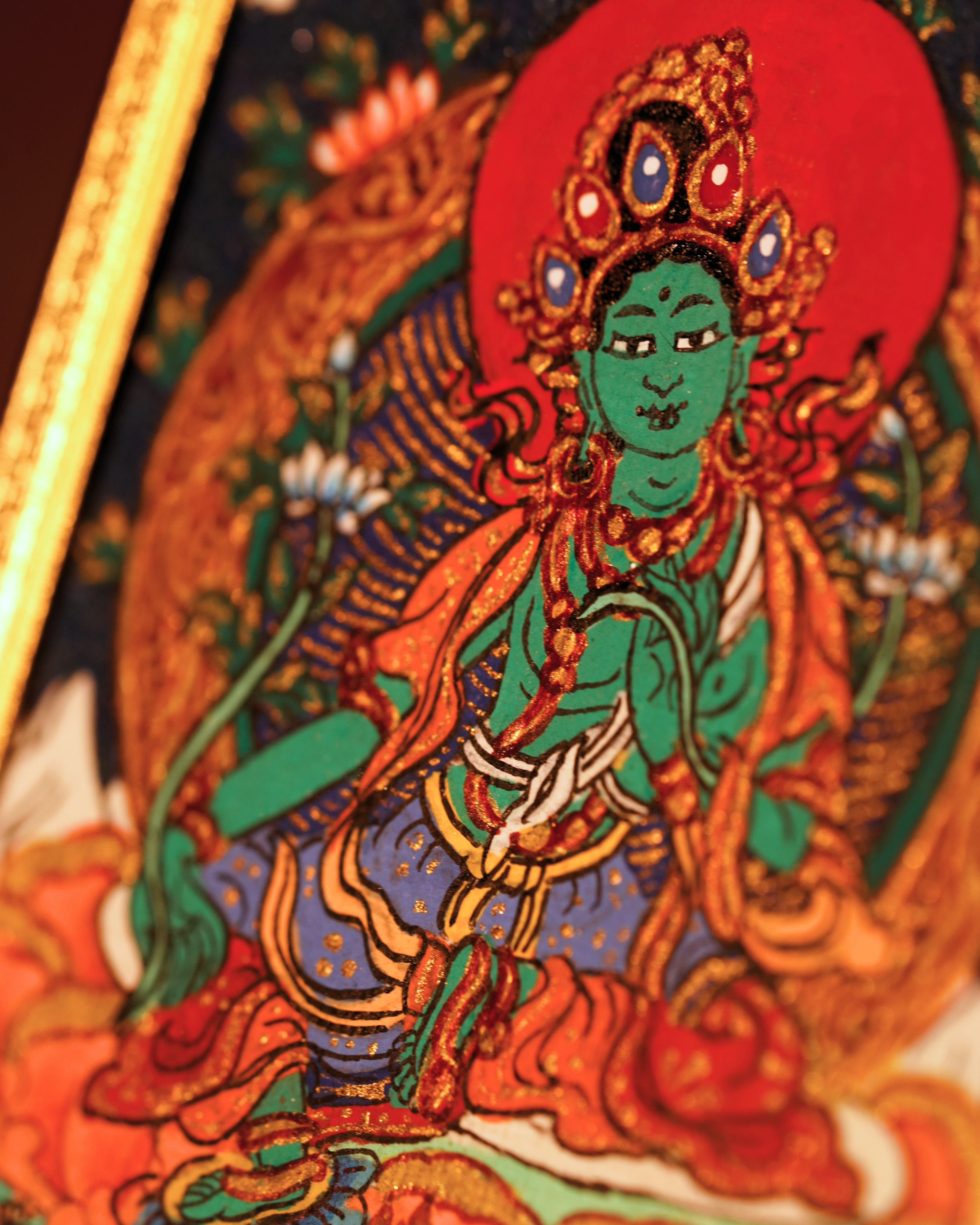 Green Tara Pendant — Lapis Cloud Edition